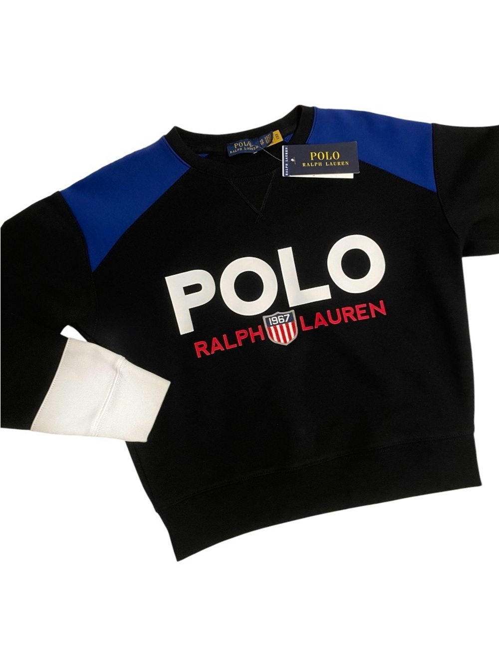 Polo by Ralph Lauren Black Crewneck Sweatshirt with Blue Accents